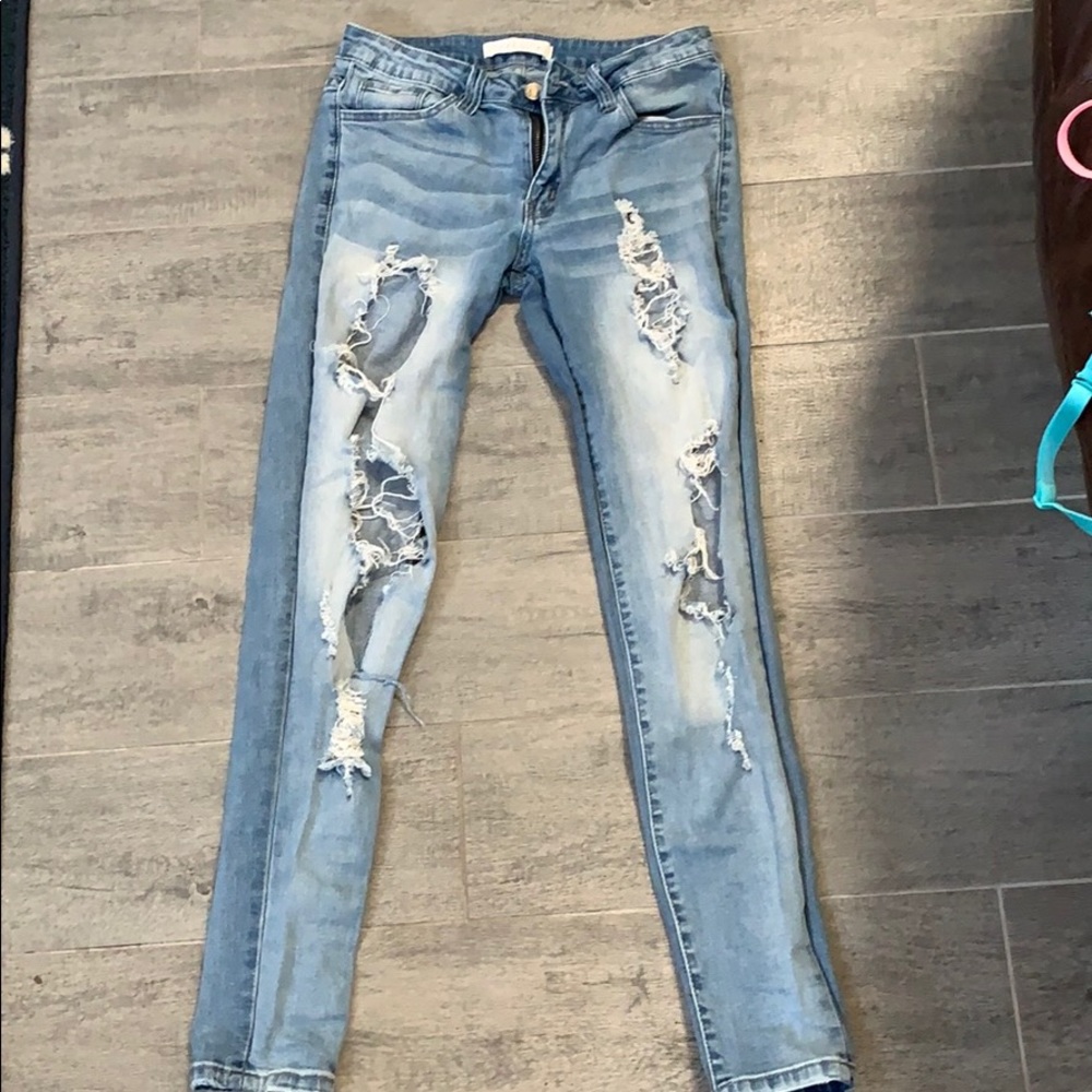 ripped blue jeans